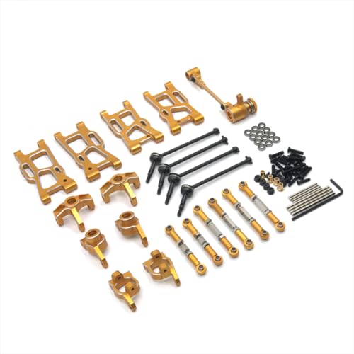 QMLQRGKF Metall-Upgrade Oszillierende Waffenlenkstasse Montage 9-teilige Set kompatibel mit 1/14 RC-Autos Rennen LC12B1 EMP-1H-DTH-MT-Teile(Yellow) von QMLQRGKF