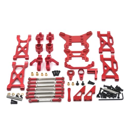 QMLQRGKF Metall -Upgrade -Stange Lenkung Cup Swing Arm Schockhalterung 11 -teiliges Set kompatibel mit 1/10 104001 104002 RC -Autos Teile(Red) von QMLQRGKF
