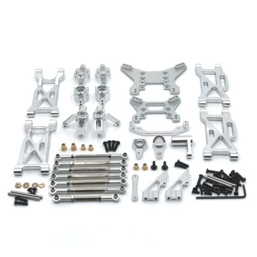QMLQRGKF Metall -Upgrade -Stange Lenkung Cup Swing Arm Schockhalterung 11 -teiliges Set kompatibel mit 1/10 104001 104002 RC -Autos Teile(Silver) von QMLQRGKF