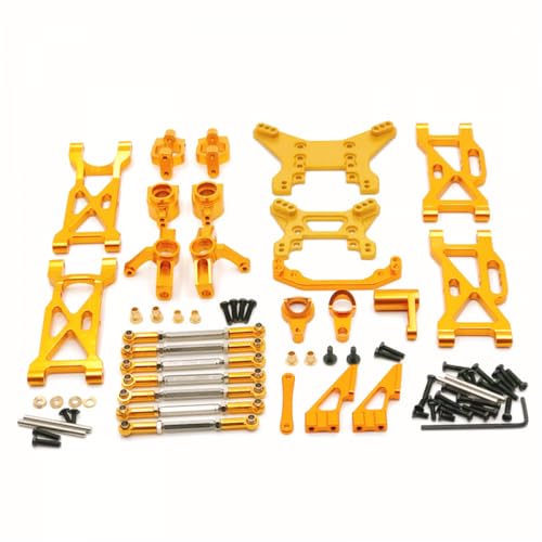QMLQRGKF Metall -Upgrade -Stange Lenkung Cup Swing Arm Schockhalterung 11 -teiliges Set kompatibel mit 1/10 104001 104002 RC -Autos Teile(Yellow) von QMLQRGKF