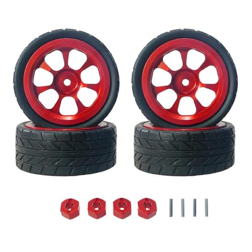 QMLQRGKF Metall Wheel Hub -Reifenanschluss Upgrade Ersatzteile Kompatibel mit RC -Auto kompatibel mit Hyper Go 1/14 14301 14303(Red) von QMLQRGKF