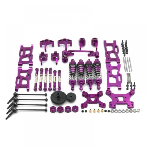 QMLQRGKF Metallmodifikationskits Kompatibel mit RC -Cars kompatibel mit 144001 144002 144010 124017 124019 einschließlich Stoßdämpfer und Suspensionszubehör(FIOLETOWY) von QMLQRGKF