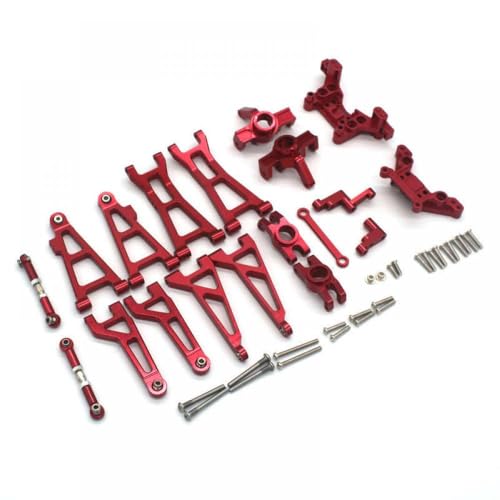 QMLQRGKF Metallteilezubehör Kompatibel mit 1/16 RC -Auto kompatibel mit Hyper GO H16V3 16208 16209 16210 Lenktasse Vorderer hinterster unterster Arm hinter dem hinteren Arm hinteren Radsitz(Red) von QMLQRGKF