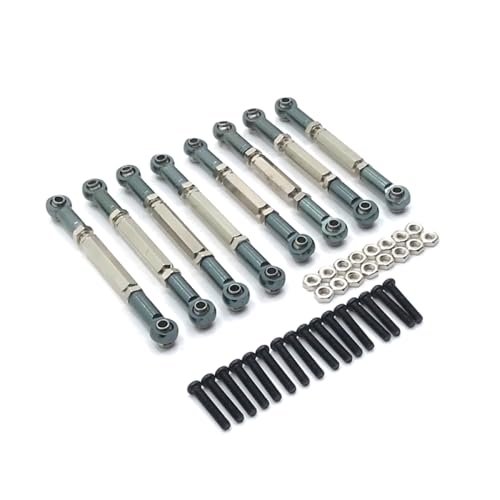 QMLQRGKF Metallverstellbarer Stange -Upgrade -Set 8PCs Kompatibel mit RC -Autos, die mit C14 C24 B14 B24 Henglong Feiyu kompatibel sind(Dark Grey) von QMLQRGKF