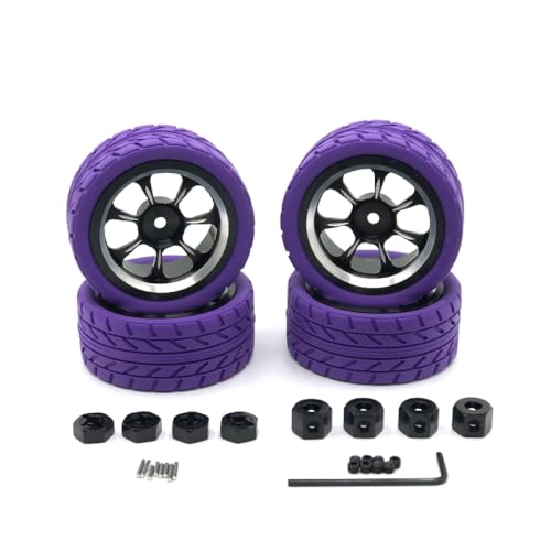 QMLQRGKF Upgrade Metal Color Racing 65mm Räder kompatibel mit 1/18 1/16 1/14 1/12 RC -Autos und Mn -Teile(Purple) von QMLQRGKF