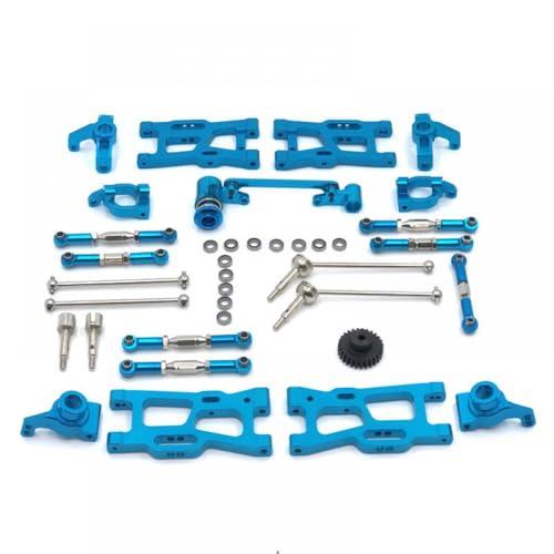 QMLQRGKF Upgrade -Metall -Kit Kompatibel mit Antriebswellen -Pull -Stangenschwingarm und Lenkung mit 144010 144002 124017 124019 124018 144001 124007 RC -Autoteile RC(Blue) von QMLQRGKF