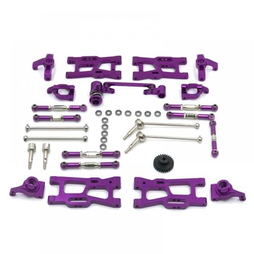 QMLQRGKF Upgrade -Metall -Kit Kompatibel mit Antriebswellen -Pull -Stangenschwingarm und Lenkung mit 144010 144002 124017 124019 124018 144001 124007 RC -Autoteile RC(Purple) von QMLQRGKF