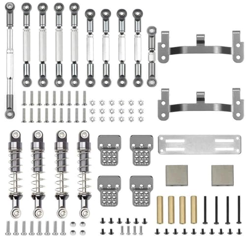 QMLQRGKF Upgrade Metalllenkungsstange und Servostange mit Basisschockdämpfer Kompatibel mit 1/16 mn kompatible RC -Autoteile(Titanium for MN) von QMLQRGKF