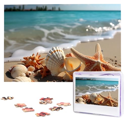 1000-teiliges Puzzle für Erwachsene, anspruchsvolle Puzzles, personalisiertes Holzpuzzle, Muscheln, Seestern am Strand, Fotos, Puzzles für Geburtstag, Weihnachten, 74,9 x 50 cm 1000-teiliges Puzzle für Erwachsene, anspruchsvolle Puzzles, personalisiertes Holzpuzzle, Muscheln, Seestern am Strand, Fotos, Puzzles für Geburtstag, Weihnachten, 74,9 x 50 cm von QMNEHJ