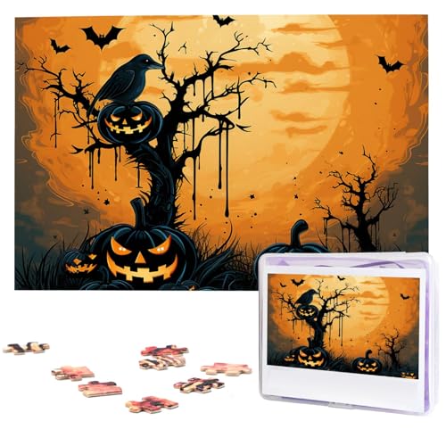 1000-teiliges Puzzle für Erwachsene, anspruchsvolle Puzzles, personalisiertes Holzpuzzle, Orange, Halloween-Party, Fotos, Puzzles für Geburtstag, Weihnachten, 74,9 x 50 cm 1000-teiliges Puzzle für Erwachsene, anspruchsvolle Puzzles, personalisiertes Holzpuzzle, Orange, Halloween-Party, Fotos, Puzzles für Geburtstag, Weihnachten, 74,9 x 50 cm von QMNEHJ