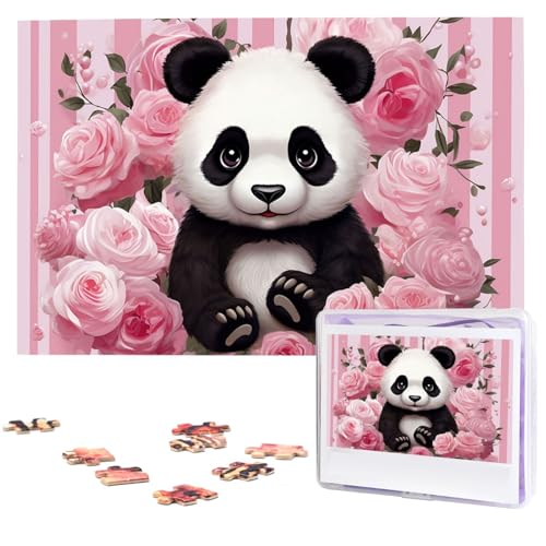 1000-teiliges Puzzle für Erwachsene, anspruchsvolle Puzzles, personalisiertes Holzpuzzle, Panda, Rose, Blumen, weiße Streifen, Fotos, Puzzles für Geburtstag, Weihnachten, 74,9 x 50 cm 1000-teiliges Puzzle für Erwachsene, anspruchsvolle Puzzles, personalisiertes Holzpuzzle, Panda, Rose, Blumen, weiße Streifen, Fotos, Puzzles für Geburtstag, Weihnachten, 74,9 x 50 cm von QMNEHJ