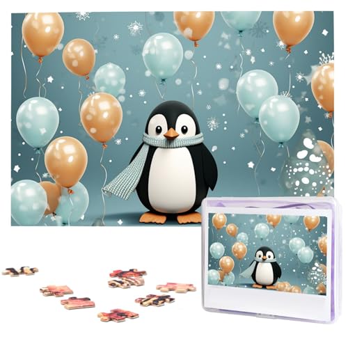 1000-teiliges Puzzle für Erwachsene, anspruchsvolle Puzzles, personalisiertes Holzpuzzle, Pinguin, Ballon, Schneeflocke, Fotos, Puzzles für Geburtstag, Weihnachten, 74,9 x 50 cm 1000-teiliges Puzzle für Erwachsene, anspruchsvolle Puzzles, personalisiertes Holzpuzzle, Pinguin, Ballon, Schneeflocke, Fotos, Puzzles für Geburtstag, Weihnachten, 74,9 x 50 cm von QMNEHJ