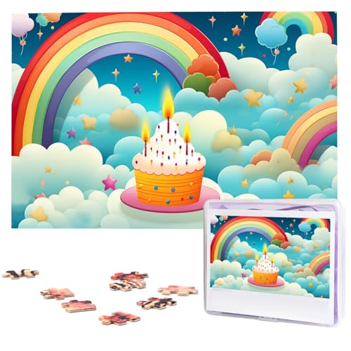1000-teiliges Puzzle für Erwachsene, anspruchsvolle Puzzles, personalisiertes Holzpuzzle, Regenbogen-Geburtstagsfotos, Puzzles für Geburtstag, Weihnachten, 74,9 x 50 cm 1000-teiliges Puzzle für Erwachsene, anspruchsvolle Puzzles, personalisiertes Holzpuzzle, Regenbogen-Geburtstagsfotos, Puzzles für Geburtstag, Weihnachten, 74,9 x 50 cm von QMNEHJ