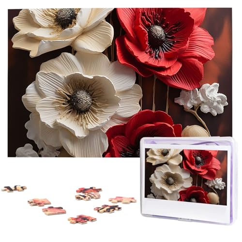1000-teiliges Puzzle für Erwachsene, anspruchsvolle Puzzles, personalisiertes Holzpuzzle, rote und weiße Blumen, Fotos, Puzzles für Geburtstag, Weihnachten, 74,9 x 50 cm 1000-teiliges Puzzle für Erwachsene, anspruchsvolle Puzzles, personalisiertes Holzpuzzle, rote und weiße Blumen, Fotos, Puzzles für Geburtstag, Weihnachten, 74,9 x 50 cm von QMNEHJ