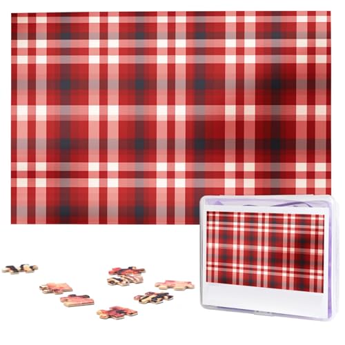 1000-teiliges Puzzle für Erwachsene, anspruchsvolle Puzzles, personalisiertes Holzpuzzle, rotes Karomuster, Fotos, Puzzles für Geburtstag, Weihnachten, 74,9 x 50 cm 1000-teiliges Puzzle für Erwachsene, anspruchsvolle Puzzles, personalisiertes Holzpuzzle, rotes Karomuster, Fotos, Puzzles für Geburtstag, Weihnachten, 74,9 x 50 cm von QMNEHJ