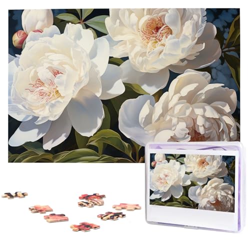 1000-teiliges Puzzle für Erwachsene, anspruchsvolle Puzzles, personalisiertes Holzpuzzle, weiße Pfingstrose, Fotos, Puzzles für Geburtstag, Weihnachten, 74,9 x 50 cm 1000-teiliges Puzzle für Erwachsene, anspruchsvolle Puzzles, personalisiertes Holzpuzzle, weiße Pfingstrose, Fotos, Puzzles für Geburtstag, Weihnachten, 74,9 x 50 cm von QMNEHJ