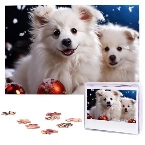 1000-teiliges Puzzle für Erwachsene, herausfordernde Puzzles, personalisiertes Holzpuzzle, Frohe Weihnachten, weißer Schneehund, Fotos, Puzzles für Geburtstag, Weihnachten, 74,9 x 50 cm 1000-teiliges Puzzle für Erwachsene, herausfordernde Puzzles, personalisiertes Holzpuzzle, Frohe Weihnachten, weißer Schneehund, Fotos, Puzzles für Geburtstag, Weihnachten, 74,9 x 50 cm von QMNEHJ