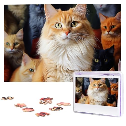 1000-teiliges Puzzle für Erwachsene, herausfordernde Puzzles, personalisiertes Holzpuzzle, Katzen, Tierfotos, Puzzles für Geburtstag, Weihnachten, 74,9 x 50 cm 1000-teiliges Puzzle für Erwachsene, herausfordernde Puzzles, personalisiertes Holzpuzzle, Katzen, Tierfotos, Puzzles für Geburtstag, Weihnachten, 74,9 x 50 cm von QMNEHJ