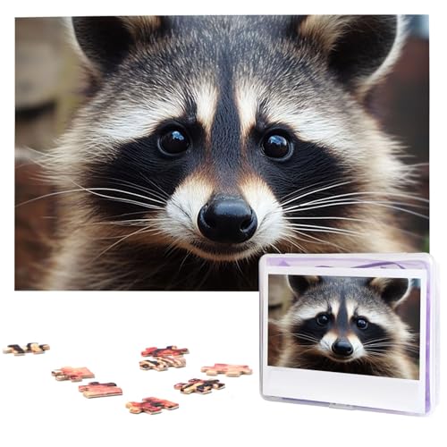 1000-teiliges Puzzle für Erwachsene, herausfordernde Puzzles, personalisiertes Holzpuzzle, Motiv: kleiner Waschbär, Gesicht, Fotos, Puzzles für Geburtstag, Weihnachten, 74,9 x 50 cm 1000-teiliges Puzzle für Erwachsene, herausfordernde Puzzles, personalisiertes Holzpuzzle, Motiv: kleiner Waschbär, Gesicht, Fotos, Puzzles für Geburtstag, Weihnachten, 74,9 x 50 cm von QMNEHJ