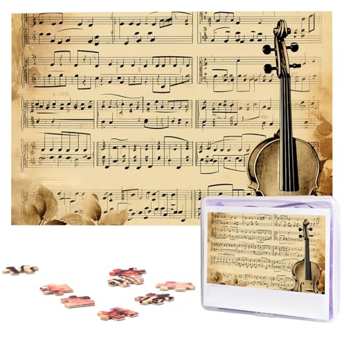 1000-teiliges Puzzle für Erwachsene, herausfordernde Puzzles, personalisiertes Holzpuzzle, Musiknoten auf altem Papier, Fotos, Puzzles für Geburtstag, Weihnachten, 74,9 x 50 cm 1000-teiliges Puzzle für Erwachsene, herausfordernde Puzzles, personalisiertes Holzpuzzle, Musiknoten auf altem Papier, Fotos, Puzzles für Geburtstag, Weihnachten, 74,9 x 50 cm von QMNEHJ