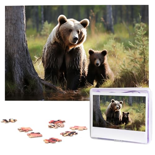 1000-teiliges Puzzle für Erwachsene, herausfordernde Puzzles, personalisiertes Holzpuzzle, Mutter-Braunbären, schützt Jungtiere, Fotos, Puzzles für Geburtstag, Weihnachten, 74,9 x 50 cm 1000-teiliges Puzzle für Erwachsene, herausfordernde Puzzles, personalisiertes Holzpuzzle, Mutter-Braunbären, schützt Jungtiere, Fotos, Puzzles für Geburtstag, Weihnachten, 74,9 x 50 cm von QMNEHJ