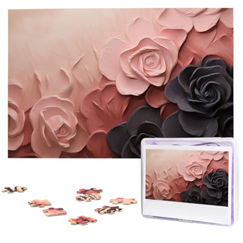 1000-teiliges Puzzle für Erwachsene, herausfordernde Puzzles, personalisiertes Holzpuzzle, Rosenfarben, Rouge und Schwarz, Fotos, Puzzles für Geburtstag, Weihnachten, 74,9 x 50 cm 1000-teiliges Puzzle für Erwachsene, herausfordernde Puzzles, personalisiertes Holzpuzzle, Rosenfarben, Rouge und Schwarz, Fotos, Puzzles für Geburtstag, Weihnachten, 74,9 x 50 cm von QMNEHJ