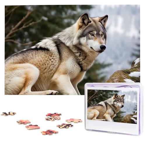 1000-teiliges Puzzle für Erwachsene, herausfordernde Puzzles, personalisiertes Holzpuzzle, Schnee, Berg, Wilder Wolf, Fotos, Puzzles für Geburtstag, Weihnachten, 74,9 x 50 cm 1000-teiliges Puzzle für Erwachsene, herausfordernde Puzzles, personalisiertes Holzpuzzle, Schnee, Berg, Wilder Wolf, Fotos, Puzzles für Geburtstag, Weihnachten, 74,9 x 50 cm von QMNEHJ