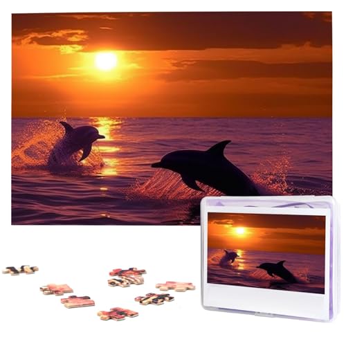 1000-teiliges Puzzle für Erwachsene, herausfordernde Puzzles, personalisiertes Holzpuzzle, Sonnenuntergang, Delfine, Fotos, Puzzles für Geburtstag, Weihnachten, 74,9 x 50 cm 1000-teiliges Puzzle für Erwachsene, herausfordernde Puzzles, personalisiertes Holzpuzzle, Sonnenuntergang, Delfine, Fotos, Puzzles für Geburtstag, Weihnachten, 74,9 x 50 cm von QMNEHJ