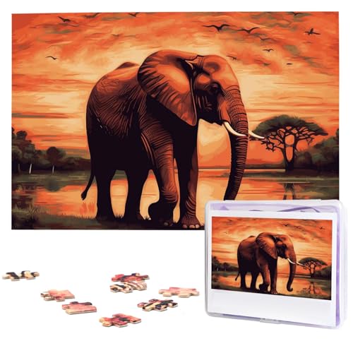 1000-teiliges Puzzle für Erwachsene, herausfordernde Puzzles, personalisiertes Holzpuzzle, Sonnenuntergang, Elefant, Fotos, Puzzles für Geburtstag, Weihnachten, 74,9 x 50 cm 1000-teiliges Puzzle für Erwachsene, herausfordernde Puzzles, personalisiertes Holzpuzzle, Sonnenuntergang, Elefant, Fotos, Puzzles für Geburtstag, Weihnachten, 74,9 x 50 cm von QMNEHJ