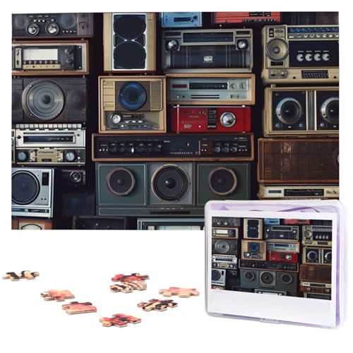 1000-teiliges Puzzle für Erwachsene, herausfordernde Puzzles, personalisiertes Holzpuzzle, Vintage-Stil, Wand von Radio, Boombox, Fotos, Puzzles für Geburtstag, Weihnachten, 74,9 x 50 cm 1000-teiliges Puzzle für Erwachsene, herausfordernde Puzzles, personalisiertes Holzpuzzle, Vintage-Stil, Wand von Radio, Boombox, Fotos, Puzzles für Geburtstag, Weihnachten, 74,9 x 50 cm von QMNEHJ
