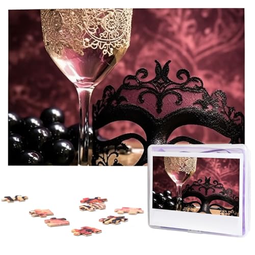 1000-teiliges Puzzle für Erwachsene, herausfordernde Puzzles, personalisiertes Holzpuzzle, Weinglas, Spitzenmaske, Fotos, Puzzles für Geburtstag, Weihnachten, 74,9 x 50 cm 1000-teiliges Puzzle für Erwachsene, herausfordernde Puzzles, personalisiertes Holzpuzzle, Weinglas, Spitzenmaske, Fotos, Puzzles für Geburtstag, Weihnachten, 74,9 x 50 cm von QMNEHJ