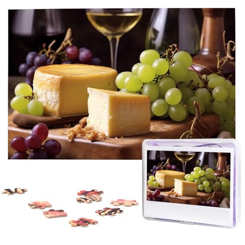 1000-teiliges Puzzle für Erwachsene, herausfordernde Puzzles, personalisiertes Holzpuzzle, Weißwein, Käse, Kuchen, Trauben, Fotos, Puzzles für Geburtstag, Weihnachten, 74,9 x 50 cm 1000-teiliges Puzzle für Erwachsene, herausfordernde Puzzles, personalisiertes Holzpuzzle, Weißwein, Käse, Kuchen, Trauben, Fotos, Puzzles für Geburtstag, Weihnachten, 74,9 x 50 cm von QMNEHJ