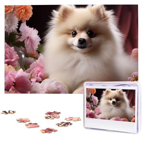 1000-teiliges Puzzle für Erwachsene, herausfordernde Puzzles, personalisiertes Holzpuzzle, Zwergspitz- und Blumenfotos, Puzzles für Geburtstag, Weihnachten, 74,9 x 50 cm 1000-teiliges Puzzle für Erwachsene, herausfordernde Puzzles, personalisiertes Holzpuzzle, Zwergspitz- und Blumenfotos, Puzzles für Geburtstag, Weihnachten, 74,9 x 50 cm von QMNEHJ