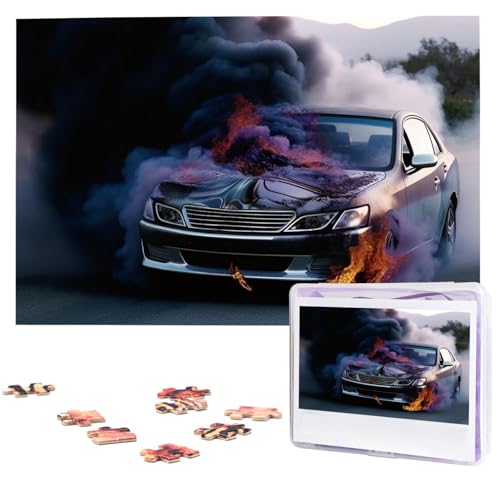 1000-teiliges Puzzle für Erwachsene, herausfordernde Puzzles, personalisiertes Holzpuzzle, brennende Auto-Fotos, Puzzles für Geburtstag, Weihnachten, 74,9 x 50 cm 1000-teiliges Puzzle für Erwachsene, herausfordernde Puzzles, personalisiertes Holzpuzzle, brennende Auto-Fotos, Puzzles für Geburtstag, Weihnachten, 74,9 x 50 cm von QMNEHJ