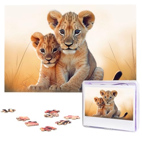 1000-teiliges Puzzle für Erwachsene, herausfordernde Puzzles, personalisiertes Holzpuzzle, kleine Löwe, Fotos, Puzzles für Geburtstag, Weihnachten, 74,9 x 50 cm 1000-teiliges Puzzle für Erwachsene, herausfordernde Puzzles, personalisiertes Holzpuzzle, kleine Löwe, Fotos, Puzzles für Geburtstag, Weihnachten, 74,9 x 50 cm von QMNEHJ
