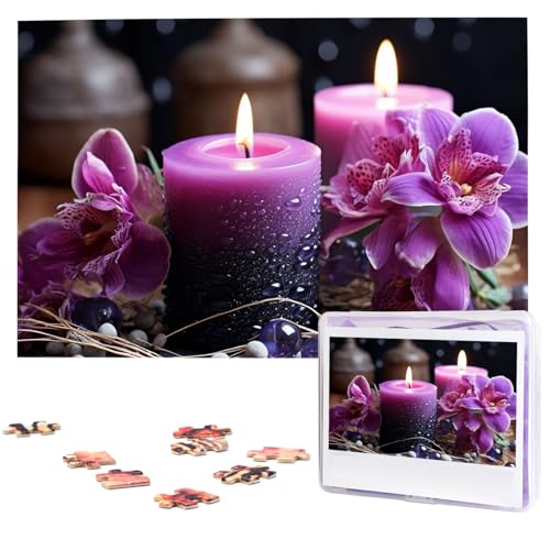 1000-teiliges Puzzle für Erwachsene, herausfordernde Puzzles, personalisiertes Holzpuzzle, lila Blumen und Kerzen, Fotos, Puzzles für Geburtstag, Weihnachten, 74,9 x 50 cm 1000-teiliges Puzzle für Erwachsene, herausfordernde Puzzles, personalisiertes Holzpuzzle, lila Blumen und Kerzen, Fotos, Puzzles für Geburtstag, Weihnachten, 74,9 x 50 cm von QMNEHJ