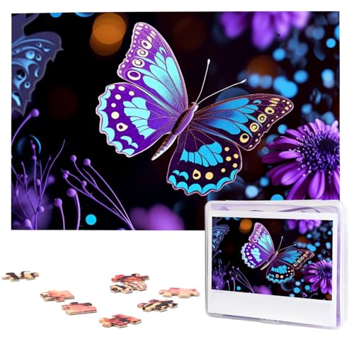 1000-teiliges Puzzle für Erwachsene, herausfordernde Puzzles, personalisiertes Holzpuzzle, lila Schmetterling und Blumen, Fotos, Puzzles für Geburtstag, Weihnachten, 74,9 x 50 cm 1000-teiliges Puzzle für Erwachsene, herausfordernde Puzzles, personalisiertes Holzpuzzle, lila Schmetterling und Blumen, Fotos, Puzzles für Geburtstag, Weihnachten, 74,9 x 50 cm von QMNEHJ