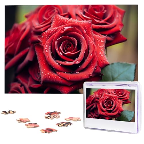 1000-teiliges Puzzle für Erwachsene, herausfordernde Puzzles, personalisiertes Holzpuzzle, schöne rote Rose, Fotos, Puzzles für Geburtstag, Weihnachten, 74,9 x 50 cm 1000-teiliges Puzzle für Erwachsene, herausfordernde Puzzles, personalisiertes Holzpuzzle, schöne rote Rose, Fotos, Puzzles für Geburtstag, Weihnachten, 74,9 x 50 cm von QMNEHJ