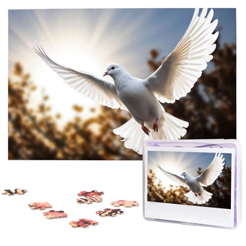 1000-teiliges Puzzle für Erwachsene, herausfordernde Puzzles, personalisiertes Holzpuzzle, weiße Taube fliegt in der Sonne, Foto-Puzzles für Geburtstag, Weihnachten, 74,9 x 50 cm 1000-teiliges Puzzle für Erwachsene, herausfordernde Puzzles, personalisiertes Holzpuzzle, weiße Taube fliegt in der Sonne, Foto-Puzzles für Geburtstag, Weihnachten, 74,9 x 50 cm von QMNEHJ