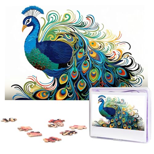 1000-teiliges Puzzle für Erwachsene, herausforderndes Puzzle für Spielabende, Holzpuzzle, Pfauenmuster, personalisierbar, Holzpuzzle für Familie, Bilderpuzzle, fertige Größe 74,9 x 50 cm 1000-teiliges Puzzle für Erwachsene, herausforderndes Puzzle für Spielabende, Holzpuzzle, Pfauenmuster, personalisierbar, Holzpuzzle für Familie, Bilderpuzzle, fertige Größe 74,9 x 50 cm von QMNKLET