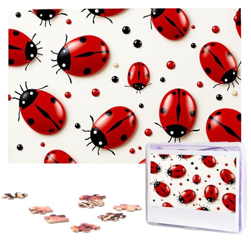 1000-teiliges Puzzle für Erwachsene, herausforderndes Puzzle für Spielabende, Holzpuzzle, roter Marienkäfer, personalisierbar, Holzpuzzle für Familie, Bilderpuzzle, fertige Größe 74,9 x 50 cm 1000-teiliges Puzzle für Erwachsene, herausforderndes Puzzle für Spielabende, Holzpuzzle, roter Marienkäfer, personalisierbar, Holzpuzzle für Familie, Bilderpuzzle, fertige Größe 74,9 x 50 cm von QMNKLET