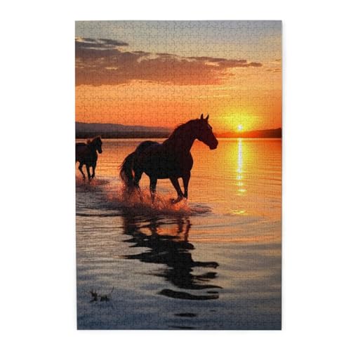 1000-teiliges Puzzle für Erwachsene, herausforderndes Puzzle für Spielabende, Holzpuzzle Sonnenuntergänge, See, Pferde, personalisierbar, Holzpuzzle für Familie, Bilderpuzzle, fertige Größe 74,9 x 50 1000-teiliges Puzzle für Erwachsene, herausforderndes Puzzle für Spielabende, Holzpuzzle Sonnenuntergänge, See, Pferde, personalisierbar, Holzpuzzle für Familie, Bilderpuzzle, fertige Größe 74,9 x 50 von QMNKLET