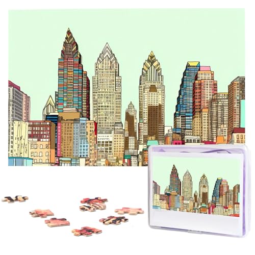 1000-teiliges Puzzle für Erwachsene, herausforderndes Puzzle für Spieleabende, Holzpuzzle, Austin Texas, personalisierbares Holzpuzzle für Familie, Bilderpuzzle, fertige Größe 74,9 x 50 cm von QMNKLET