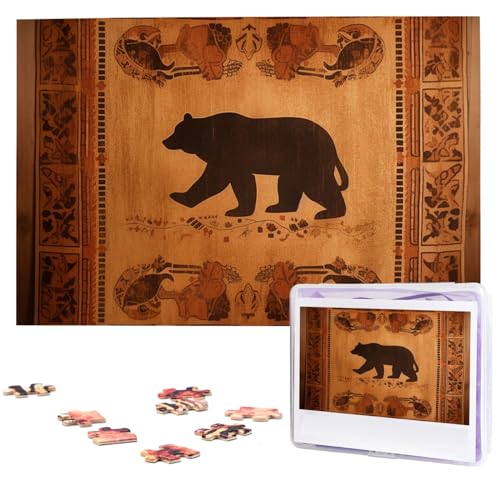 1000-teiliges Puzzle für Erwachsene, herausforderndes Puzzle für Spieleabende, Holzpuzzle, Bär, personalisierbares Holzpuzzle für Familie, Bilderpuzzle, fertige Größe 74,9 x 50 cm von QMNKLET
