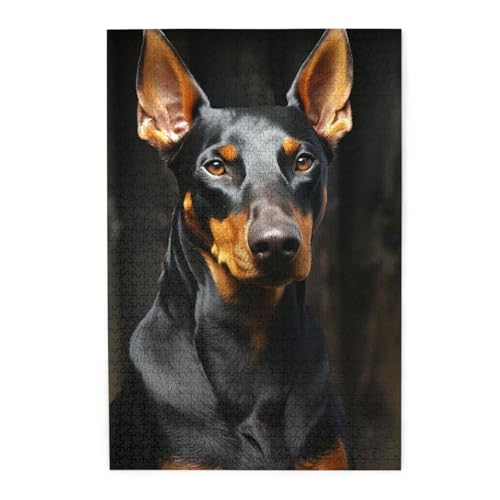 1000-teiliges Puzzle für Erwachsene, herausforderndes Puzzle für Spieleabende, Holzpuzzle, Dobermann, personalisierbar, Holzpuzzle für Familie, Bilderpuzzle, fertige Größe 74,9 x 50 cm 1000-teiliges Puzzle für Erwachsene, herausforderndes Puzzle für Spieleabende, Holzpuzzle, Dobermann, personalisierbar, Holzpuzzle für Familie, Bilderpuzzle, fertige Größe 74,9 x 50 cm von QMNKLET