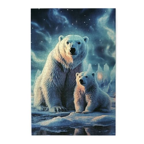 1000-teiliges Puzzle für Erwachsene, herausforderndes Puzzle für Spieleabende, Holzpuzzle, Eisbären, Nordlichter, personalisiertes Holzpuzzle für Familie, Bilderpuzzle, fertige Größe 74,9 x 50 cm 1000-teiliges Puzzle für Erwachsene, herausforderndes Puzzle für Spieleabende, Holzpuzzle, Eisbären, Nordlichter, personalisiertes Holzpuzzle für Familie, Bilderpuzzle, fertige Größe 74,9 x 50 cm von QMNKLET
