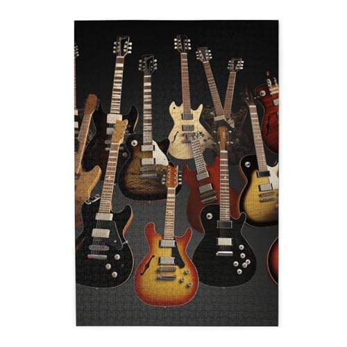 1000-teiliges Puzzle für Erwachsene, herausforderndes Puzzle für Spieleabende, Holzpuzzle, Gitarren, personalisierbar, Holzpuzzle für Familie, Bilderpuzzle, fertige Größe 74,9 x 50 cm 1000-teiliges Puzzle für Erwachsene, herausforderndes Puzzle für Spieleabende, Holzpuzzle, Gitarren, personalisierbar, Holzpuzzle für Familie, Bilderpuzzle, fertige Größe 74,9 x 50 cm von QMNKLET