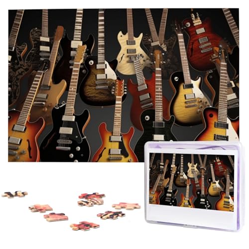 1000-teiliges Puzzle für Erwachsene, herausforderndes Puzzle für Spieleabende, Holzpuzzle, Gitarren, personalisierbar, Holzpuzzle für Familie, Bilderpuzzle, fertige Größe 74,9 x 50 cm 1000-teiliges Puzzle für Erwachsene, herausforderndes Puzzle für Spieleabende, Holzpuzzle, Gitarren, personalisierbar, Holzpuzzle für Familie, Bilderpuzzle, fertige Größe 74,9 x 50 cm von QMNKLET