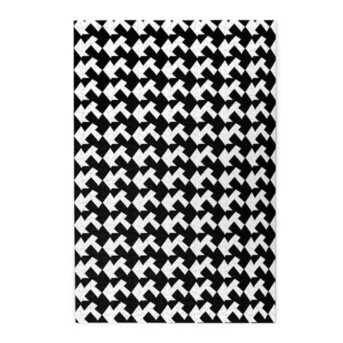 1000-teiliges Puzzle für Erwachsene, herausforderndes Puzzle für Spieleabende, Holzpuzzle, Hahnentrittmuster, schwarz, personalisierbar, Holzpuzzle für Familie, Bilderpuzzle, fertige Größe 74,9 x 50 1000-teiliges Puzzle für Erwachsene, herausforderndes Puzzle für Spieleabende, Holzpuzzle, Hahnentrittmuster, schwarz, personalisierbar, Holzpuzzle für Familie, Bilderpuzzle, fertige Größe 74,9 x 50 von QMNKLET