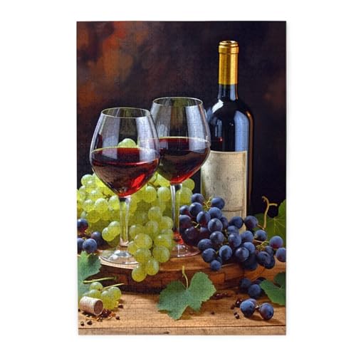 1000-teiliges Puzzle für Erwachsene, herausforderndes Puzzle für Spieleabende, Holzpuzzle, Kunst, Rotwein-Galssen und Trauben, personalisiertes Holzpuzzle für Familie, Bilderpuzzle, fertige Größe 74,9 1000-teiliges Puzzle für Erwachsene, herausforderndes Puzzle für Spieleabende, Holzpuzzle, Kunst, Rotwein-Galssen und Trauben, personalisiertes Holzpuzzle für Familie, Bilderpuzzle, fertige Größe 74,9 von QMNKLET